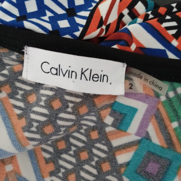 Calvin Klein Colorful Geometric Print Dress Size 2 - Picture 4 of 4